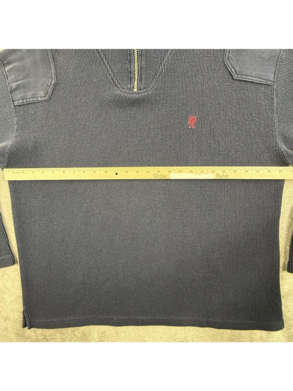 Wrangler Sweater Mens 2XL Blue Mock Neck 1/4 Zip Cotton Knit Pullover MI0608A - Picture 8 of 15